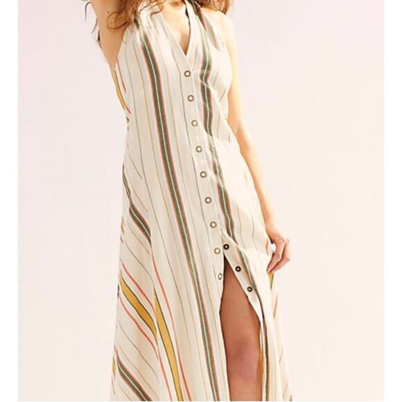 Free People Hannah Striped Halter Dress Small. - Picture 2 of 8